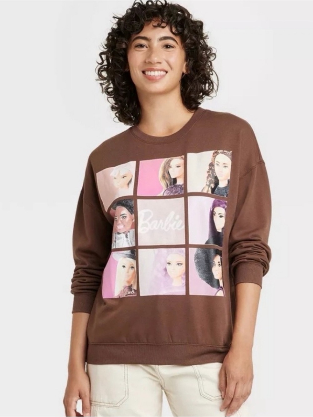 Barbie Brown Sweatshirt with Pink Graphic Panel